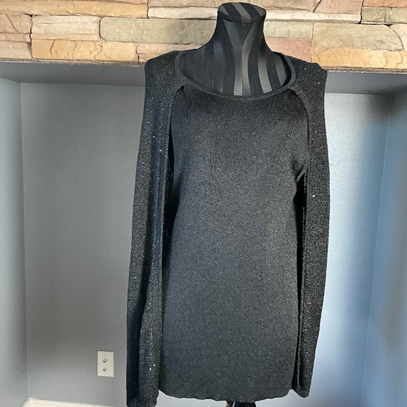 Chicos NEW Chrissy Cape Sweater Tank Duet Party Holiday Sparkle Classic Black XL - Picture 1 of 11
